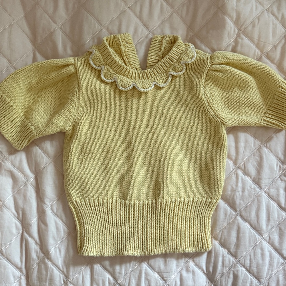 Misha & Puff Yellow Knit Sweater with Scalloped Collar